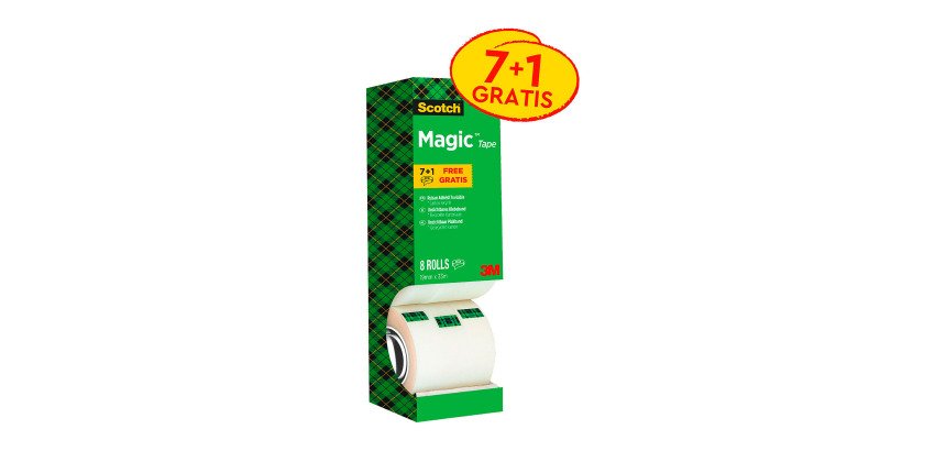 Scotch Magic Tape 19mm x 33m Invisible Value Pack 7+1 Free Rolls
