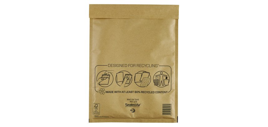 Buste imbottite Sealed Air G/4 - 24 x 33 cm - 79 g/m² avana senza finestra chiusura autoadesiva - 10 unità