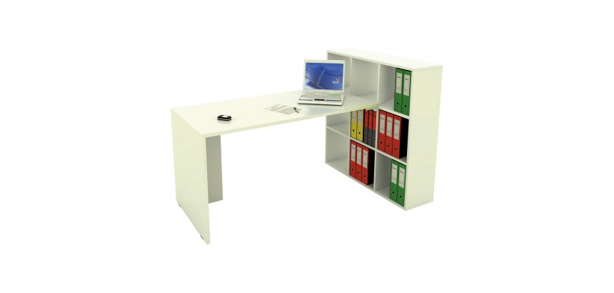 Postazione di lavoro Home Office Cube completa di scrivania e libreria da 6 oppure 9 caselle