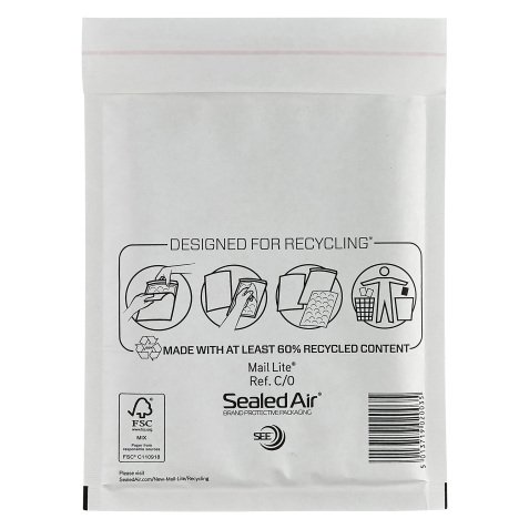 Buste imbottite Sealed Air C/0 - 15 x 21 cm - 79 g/m² bianco senza finestra chiusura autoadesiva - 100 unità