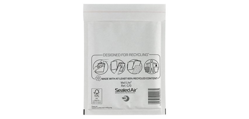 Mail Lite Padded Envelopes C/0 150 (W) x 210 (H) mm Peel and Seal White Pack of 100