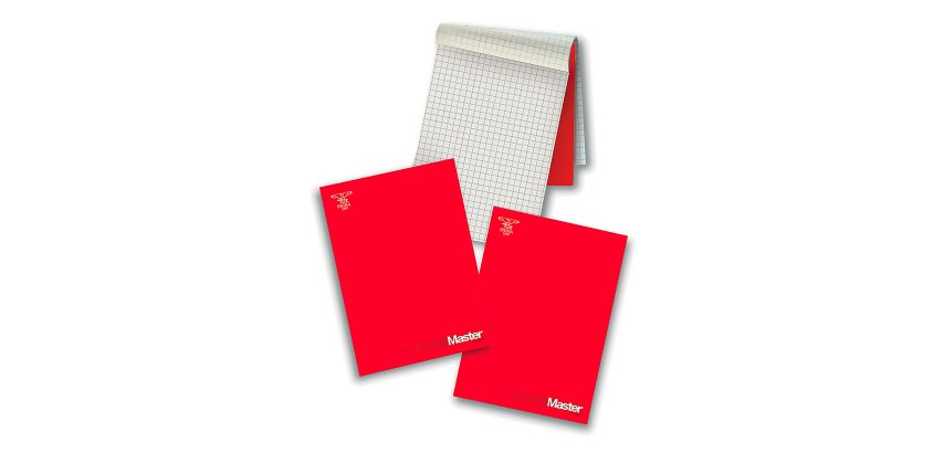 Blocchi Pigna Master A4 Rosso quadretti 10 mm 29,7 (h) x 21 (l) cm microperforazione 90 g/m² 5 unità da 90 fogli