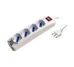 Multipresa con interruttore, 4 prese 10/16A bipasso/schuko