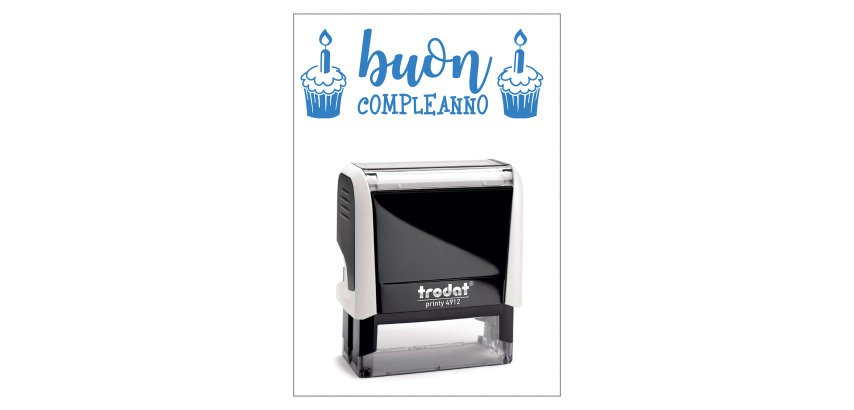 Timbro Trodat Printy 4912 "Buon compleanno" bianco