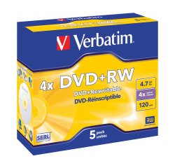 Verbatim DVD+RW 4x 4.7 GB Pack of 5