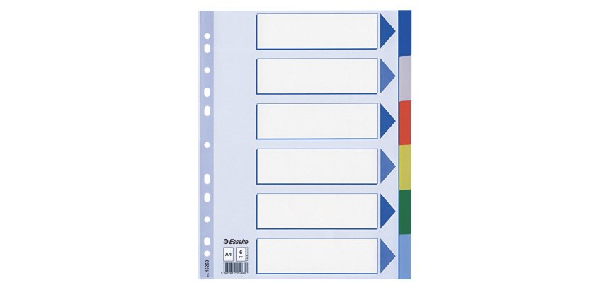 Intercalare Esselte polipropilene 115 µm Assortiti 6 tasti neutri 11 fori