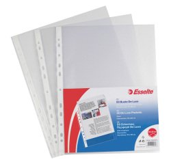 Buste a perforazione Universale Esselte Standard 22 x 30 cm trasparente polipropilene finitura goffrata a buccia d'arancia spessore leggero 50 unità