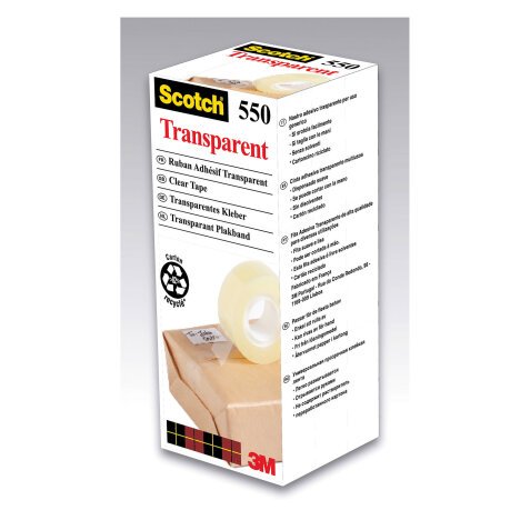 Scotch Tape Transparent Adhesive film 19 mm x 33 m Transparent 8 Rolls