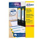 Etichette adesive Avery in carta bianca coprente per raccoglitori 200x60mm, 4 etichette per foglio, adesivo permanente, laser, 25 fogli