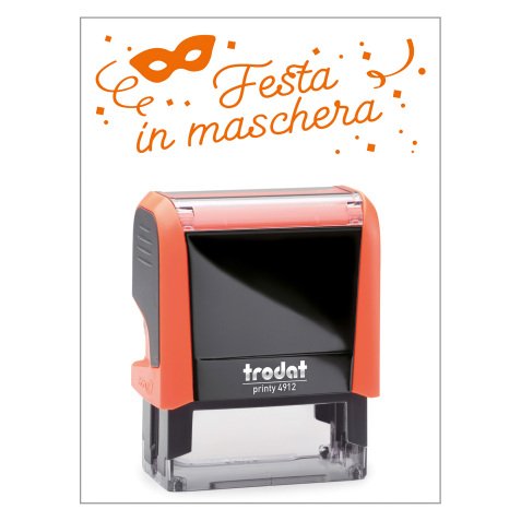 Timbro Trodat Printy 4912 "Festa in maschera" arancione