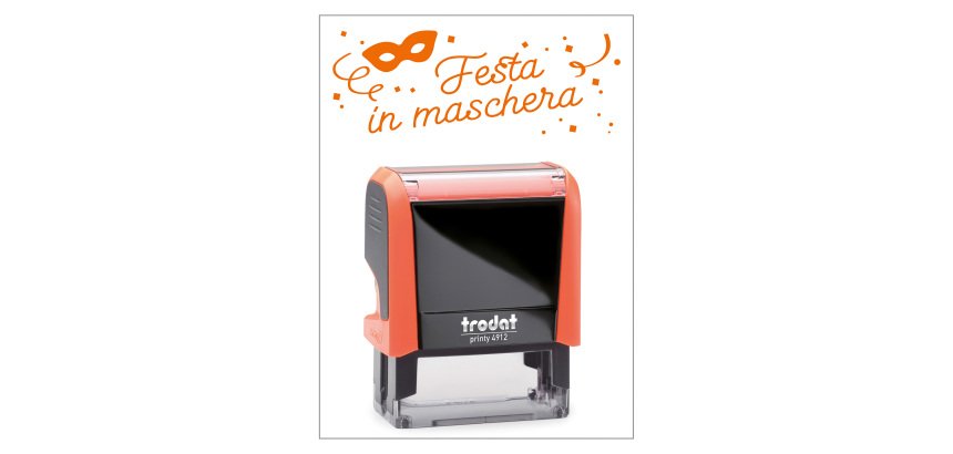 Timbro Trodat Printy 4912 "Festa in maschera" arancione