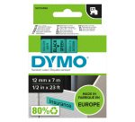 Dymo D1 S0720590 / 45019 Authentic Label Tape Self Adhesive Black Print on Green 12 mm x 7m