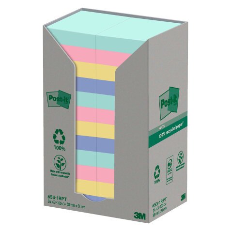 Post-it in carta riciclata Assortiti 51 x 38 mm 24 unità