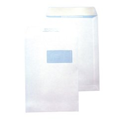 Buste a sacco Pigna 100 g/m² bianco con finestra chiusura autoadesiva 500 unità