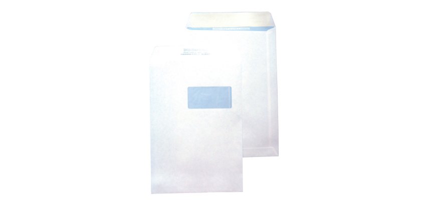 Buste a sacco Pigna 100 g/m² bianco con finestra chiusura autoadesiva 500 unità