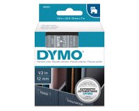 DYMO S0720600 Nastro Standard D1, 12 mm x 7 m, Bianco su Trasparente