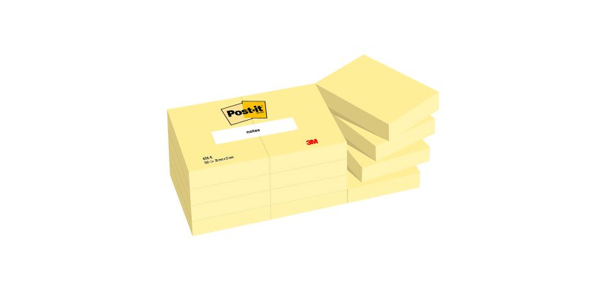 2+1 Confezioni Post-it adesivo standard giallo canary 38 x 51 mm 100 ff 12 unità 1 confezione in omaggio