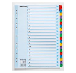 Rubrica numerica Esselte in cartoncino 160 g/m² A4 Assortiti 20 tasti a - z 11 fori