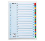 Esselte Mylar Indices 100166 A4 With Reinforced Tabs Multicolour 20 Part Perforated 160 gsm Cardboard A to Z