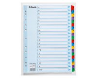 Esselte Mylar Indices 100166 A4 With Reinforced Tabs Multicolour 20 Part Perforated 160 gsm Cardboard A to Z