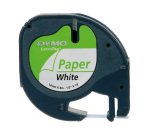 Dymo LT S0721510 / 91200 Authentic LetraTag Paper Label Tape Self Adhesive Black Print on White 12 mm x 4m