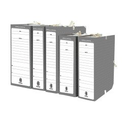 Cartelle archivio con lacci Bruneau 25 x 35 cm dorso 15 in robusto cartone grigio 25 unità