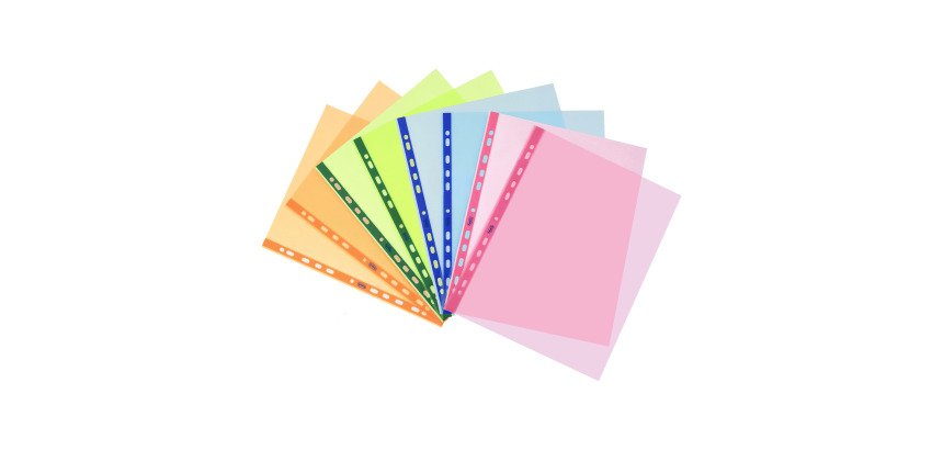 Buste a perforazione Universale Favorit Pastel 22 x 30 cm polipropilene trasparente colorato finitura liscia lucida spessore alto 25 unità