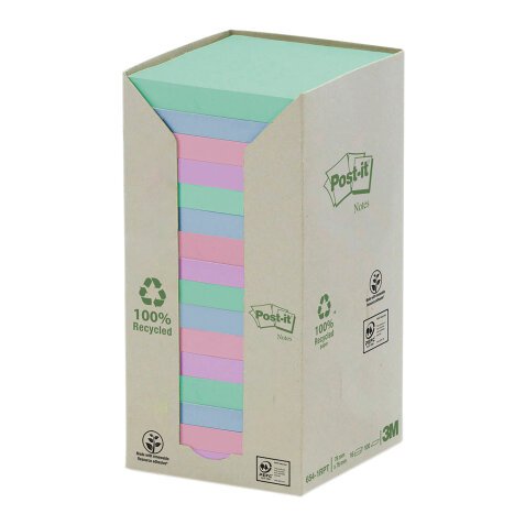 Post-it in carta riciclata Assortiti 76 x 76 mm 16 unità