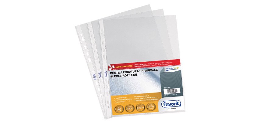 FAVORIT Punched Pockets 100460122 A4 polypropylene Transparent 50 pieces