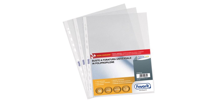 FAVORIT Punched Pockets 100460122 A4 polypropylene Transparent 50 pieces