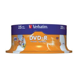 Verbatim DVD-R Wide Inkjet Printable 16x 4.7 GB Pack of 25