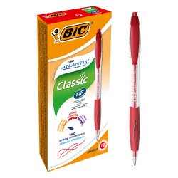 Penne a sfera a scatto BIC Atlantis tratto rosso 12 pezzi