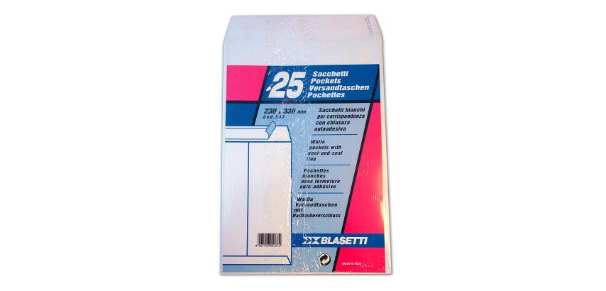 Buste a sacco Blasetti C4 80 g/m² bianco senza finestra chiusura autoadesiva 25 unità