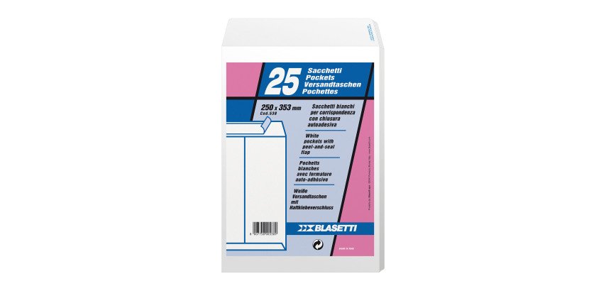 Buste a sacco Blasetti C4 80 g/m² bianco senza finestra chiusura autoadesiva 25 unità