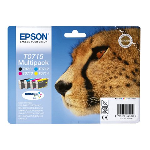 Cartuccia inchiostro Epson originale T0715 nero & 3 colori c13t071540