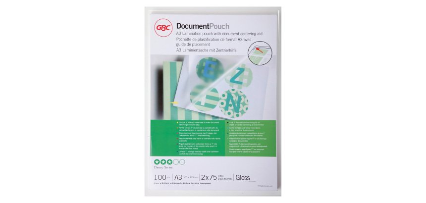 GBC Laminating Pouch A3 Glossy 2 x 75 (150 Microns) Transparent Pack of 100