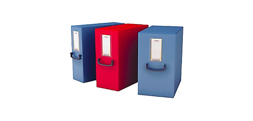 Speciale promozione composta da 6 Scatole Pick Up in Trilex con maniglia Leonardi dorso 12 cm colore blu di cui 1 in omaggio