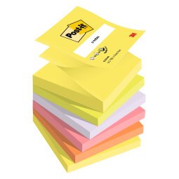 Post-it Sticky Z-Notes 76 x 76 mm Neon Assorted Colours 6 Pads of 100 Sheets