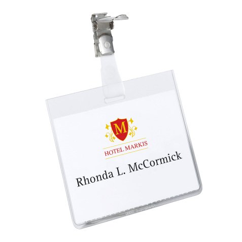 DURABLE Standard Name Badge with Swivel Clip Landscape 90 x 60 mm Pack of 25