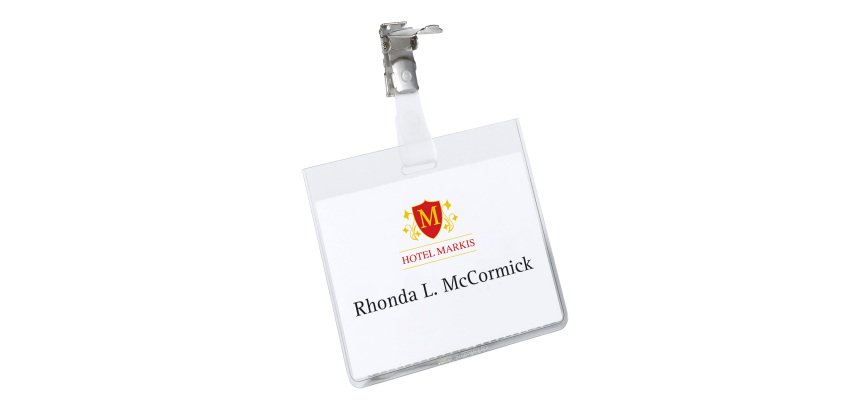 DURABLE Standard Name Badge with Swivel Clip Landscape 90 x 60 mm Pack of 25
