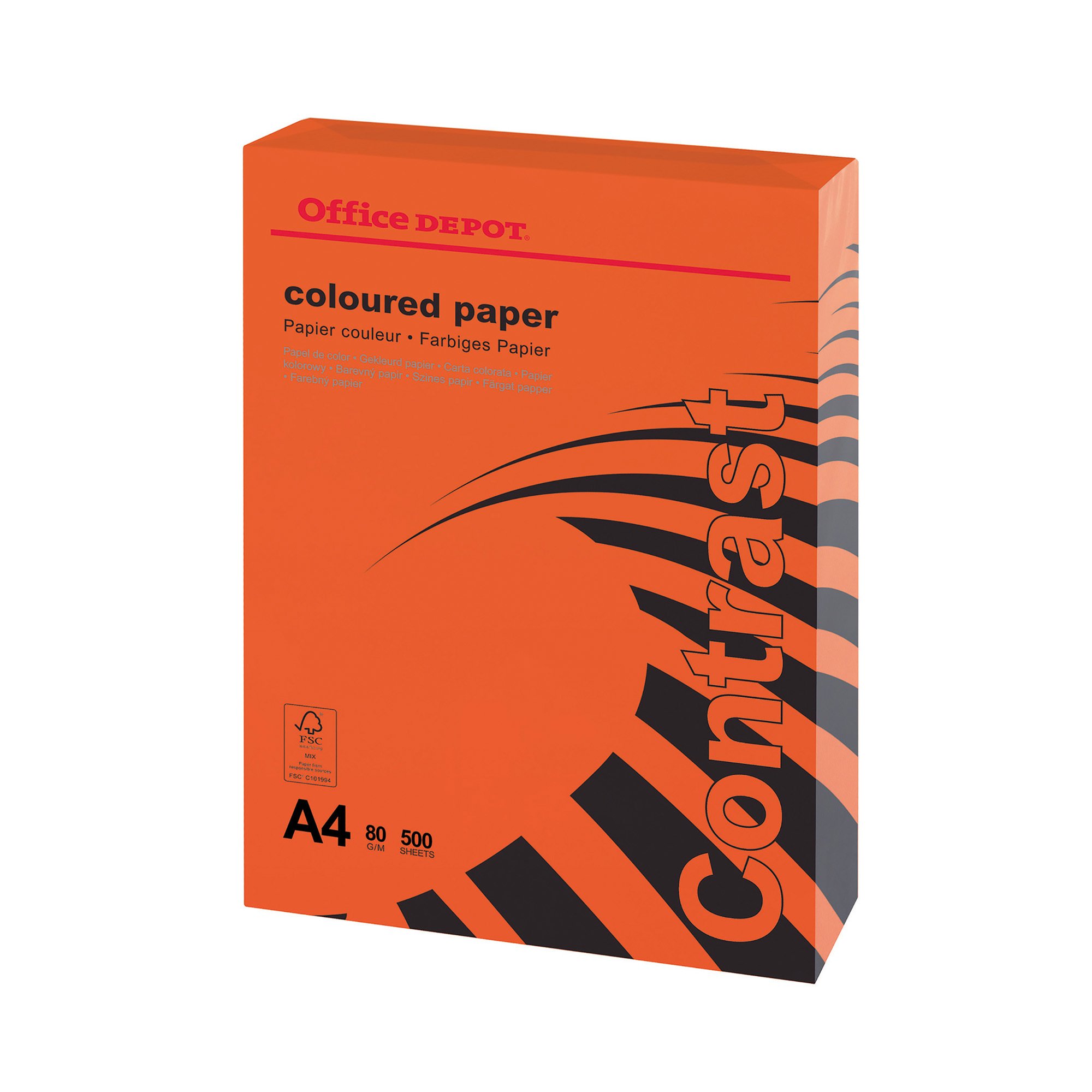 Office Depot A4 Coloured Paper Red 80 gsm Smooth 500 Sheets