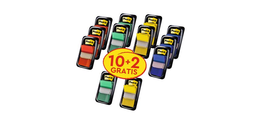 Index Post-it 680P10+2 Assortiti senza rigatura 25,4 x 43,2 mm 2,54 x 4,32 cm 70 g/m² 10 unità da 50 segnapagina