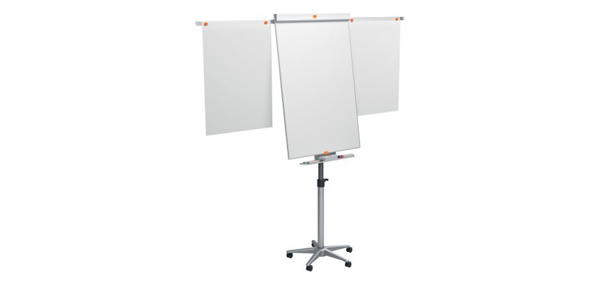 Nobo Impression Pro Freestanding Magnetic Mobile Easel Extendable Arms Nano Clean Steel 70 x 190 cm White