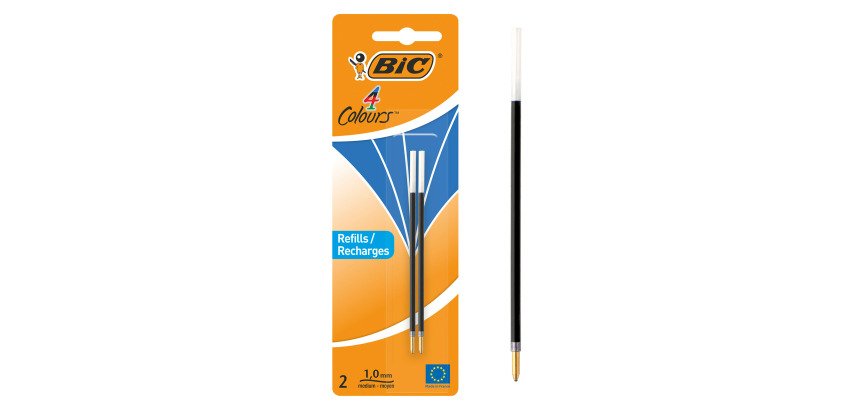 Refill per penna a sfera BIC 4 Colori 1mm, 2 pezzi