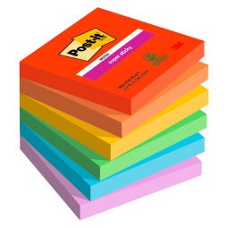 Post-it Bora Bora Super Sticky Notes 76 x 76 mm Assorted Colours Square 6 Pads of 90 Sheets