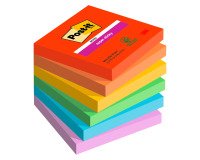 Post-it Bora Bora Super Sticky Notes 76 x 76 mm Assorted Colours Square 6 Pads of 90 Sheets