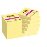 Post-it Super Sticky Notes 47.6 x 47.6 mm Canary Yellow Square 12 Pads of 90 Sheets