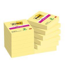 Post-it Super Sticky Notes 47.6 x 47.6 mm Canary Yellow Square 12 Pads of 90 Sheets