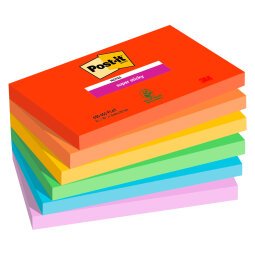 Post-it Bora Bora Super Sticky Notes 127 x 76 mm Assorted Colours Rectangular 6 Pads of 90 Sheets