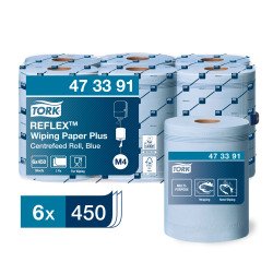 Tork Reflex™ Carta asciugatutto Plus blu M4, SmartCore®, 6 rotoli da 450 strappi